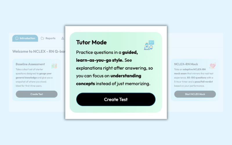 Tutor mode showing immediate explanation after answering a question