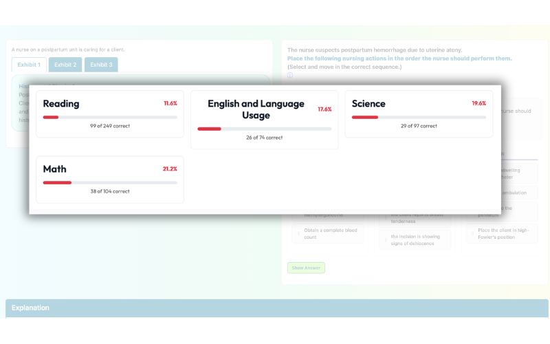 Notes tab showing accordion-style organization by content area and topic
