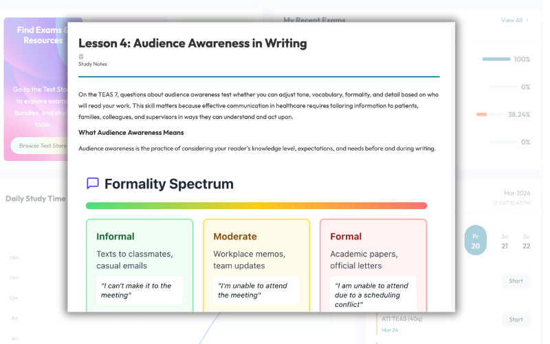 Study notes content area showing rich formatted nursing study material