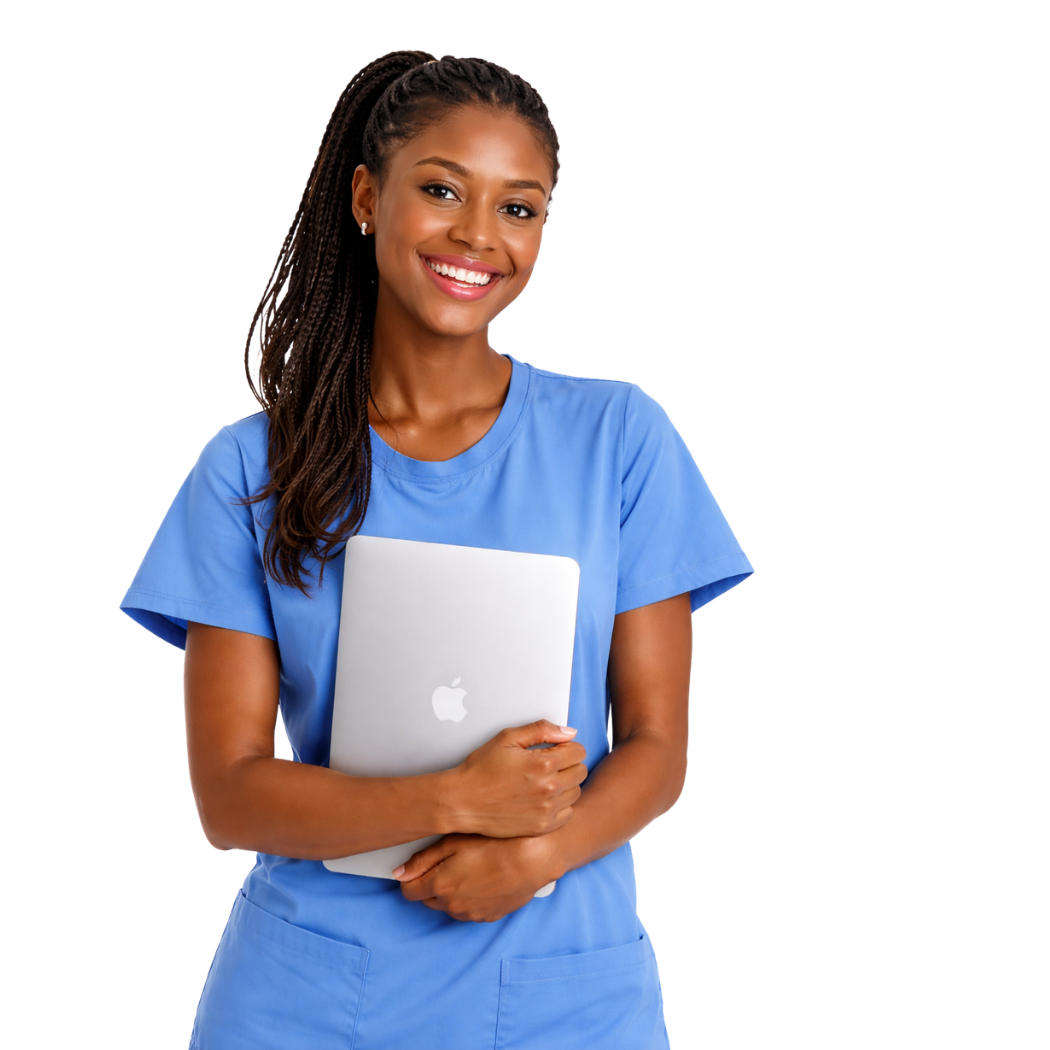 Registered nurse student preparing for the NCLEX-RN exam with Keslaly